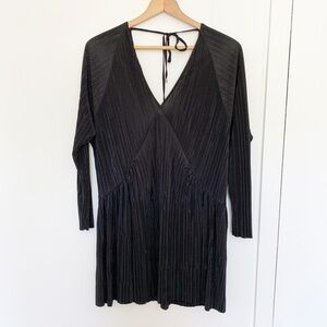Zara‎ tie back V neck black dress sz S